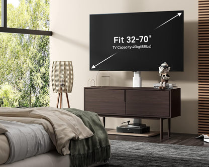 TV-vloerstandaard Wit – Vloerstandaard TV – Tv-standaard – Televisiestandaard – Tv Voet – Draaibaar Tot 60° – Hoogteverstelbaar