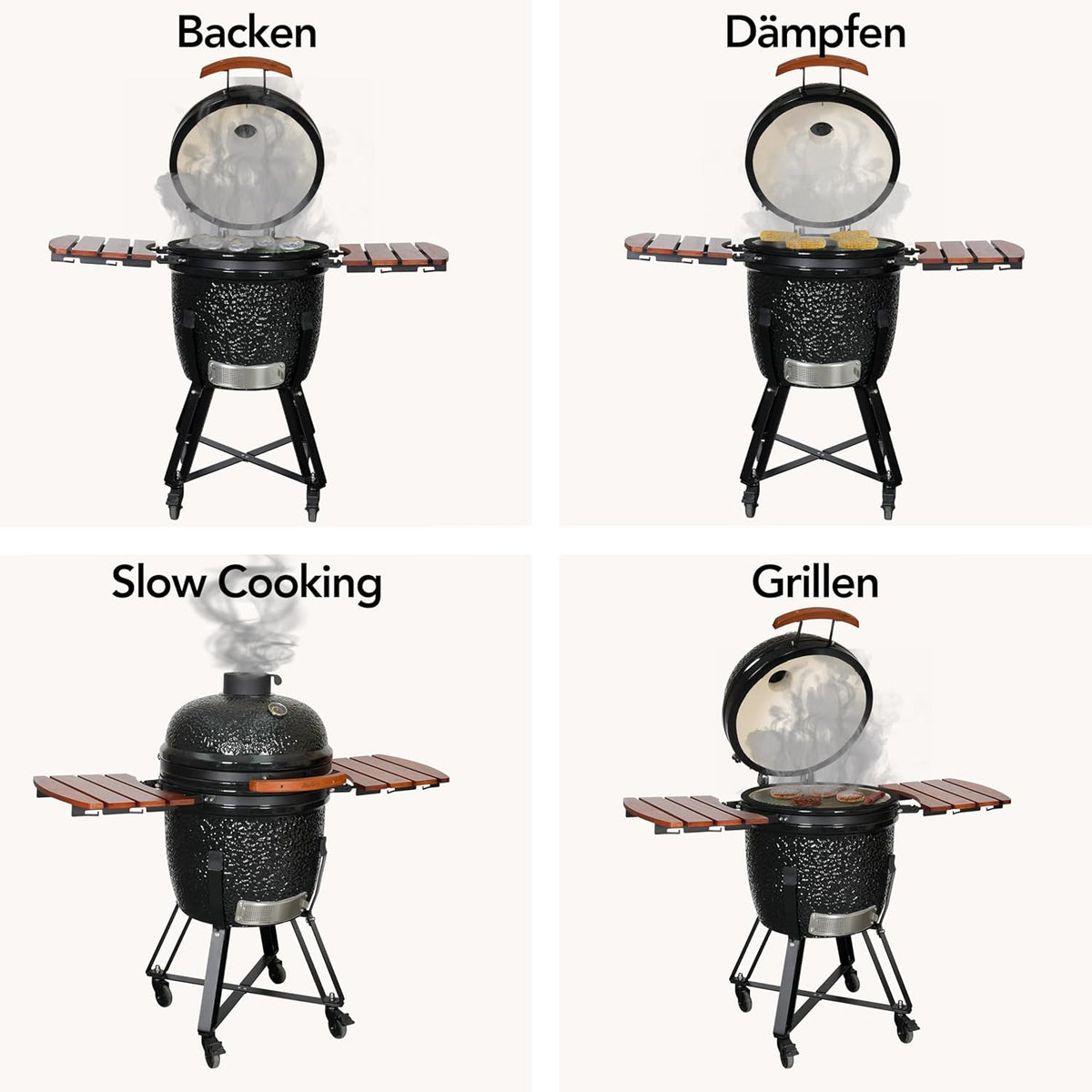 Aviro Kamado BBQ Egg XL - 21,6 Inch - Inclusief Hoes - Tot 10 Personen - Houtskoolbarbecue - Ø 46 CM - Zwart