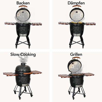 Aviro Kamado BBQ Egg XL - 21,6 Inch - Inclusief Hoes - Tot 10 Personen - Houtskoolbarbecue - Ø 46 CM - Zwart