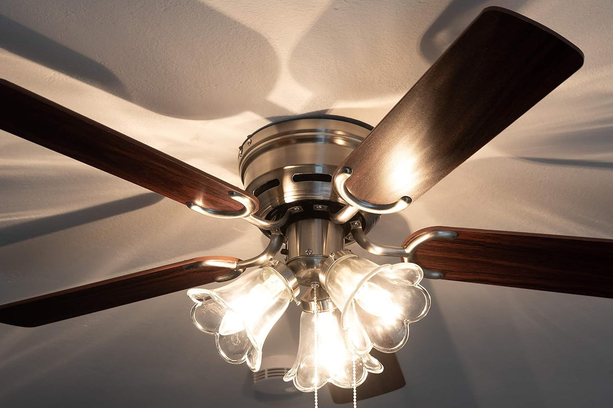 Pepeo 105620191 Kisa Deluxe plafondventilator 105 cm geborsteld nikkelvleugel eiken/walnoot inclusief verlichting en trekschakelaar