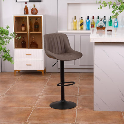 Youhauchair Barkrukken Set van 2, In Hoogte Verstelbare Barkruk met Rugleuning, PU Lederen Barstoelen Bar Stool, Moderne Barstoel Keuken Kruk, Bruin