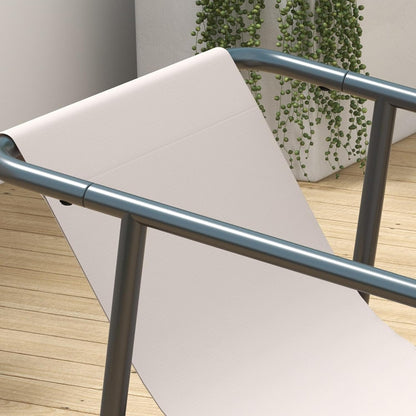 Outsunny Gartenmöbel-Set, Sitzgruppe mit 2 Sesseln, 1 Zweisitzer, 1 Couchtisch aus Hartglas, Gartengarnitur für Balkon, Terrasse, Mesh, Creme - QUORE