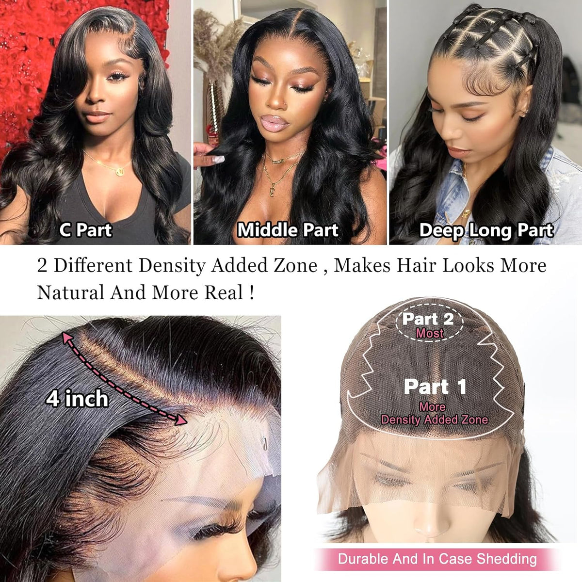 Damespruik van echt haar – Zwarte pruik – Echthaarpruik – Kanten front pruik – Body wave pruik – Lijmloos – 180% dichtheid