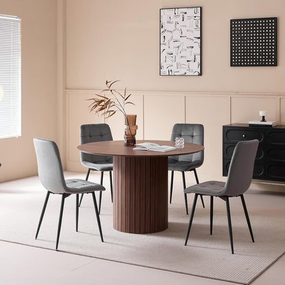 Ronde Eettafel – Boerderijkeukentafel – Eetkamertafel – Keukentafel – Tafel Voor 4-6 Personen – MDF Tafelblad 1,8 cm Dik – Robuuste Cilindrische Houten Lattenbasis