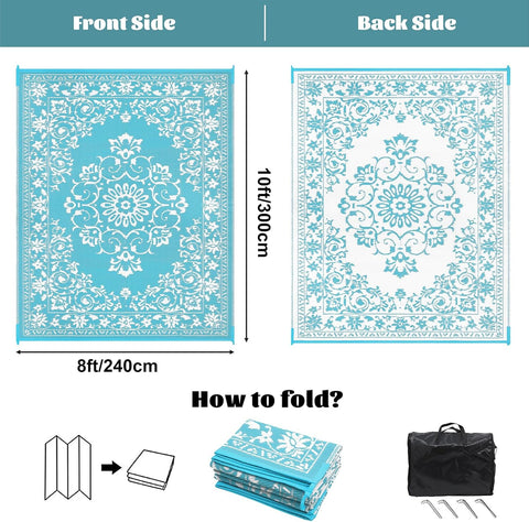 Buiten Vloerkleed - Buitenkleden - Buitentapijt - Opvouwbaar - UV-bestendig - Waterdicht - Omkeerbaar - Buitenmatten - voor Buiten - Balkon - Strand - Picknick -Terras - Rechthoekig - 240 x 300 cm - Grijs