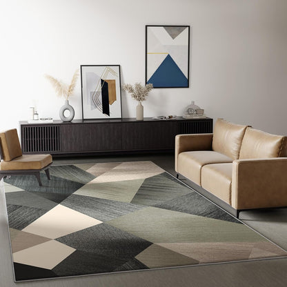HOMFINE wasbare woonkamer korte flens tapijt-fluffy niet-slip modern tapijt, slaapkamer en eetkamer, zacht sponsmateriaal, ultrasoft en duurzaam, geometrisch abstract patroon, Groen 200x300 cm