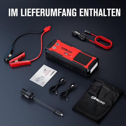 Auto Starthulp 12V – Jumpstarter – Startbooster – Powerbank – Accupack – 6000A Voor Benzine En Diesel Tot 10.0L – 26.800 mAh Met 100W USB-C Snelladen