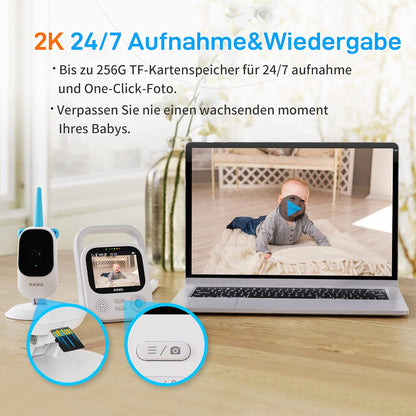 Babyfoon – Baby Monitor – Baby Camera – Kinderkamer Camera – Video Baby Monitor – 2K Beeldkwaliteit – 5050mAh Batterijduur