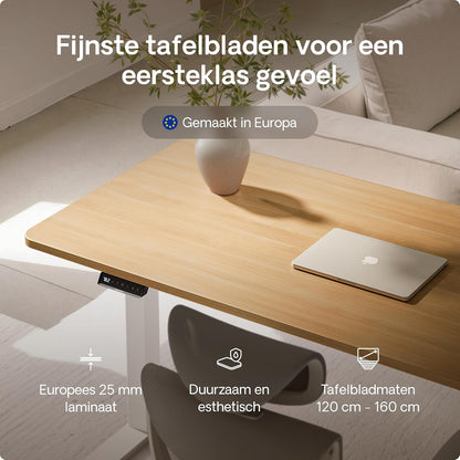 Height adjustable desk (120 x 60 cm), sitting and standing desk with charging sockets, desk height adjustable, electric touch screen and steel feet, desk height adjustable from Desktronic - QUORE