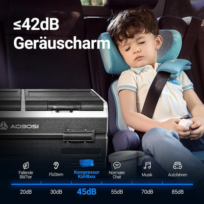 AAOBOSI Elektrische koelbox, 115 l, dubbele zone, koelbox met compressie, wifi, app, 12 V/24 V en 100-240 V, koelkast, camping, -20 °C tot 20 °C, voor auto, vrachtwagen, boot, camping, caravans