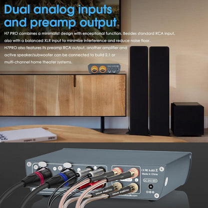 Douk Audio H7PRO TPA3255 Digitale hifi-versterker met VU-meter, 300 W, home stereo versterker