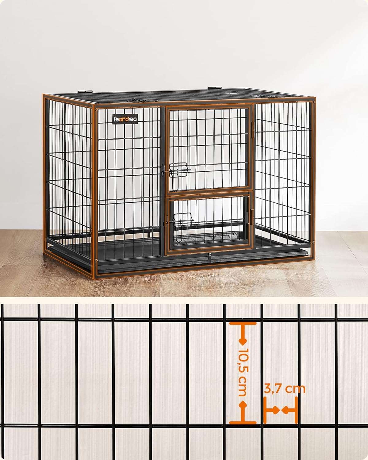 Hondenbench – Hondenkooi – Hondenbox – Hondenhok – Hondenren – Met Dubbele Deuren – Stabiele Metalen Constructie 122x75,5x80,5 cm