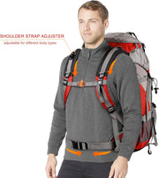 Wandelrugzak - Kampeertas - Trekking rugzak - Camping Essentials Tas - met Regenhoes 50L - Lichtgewicht - Waterdichte - 8 Verstelbare Riemen - Nylon - Rood