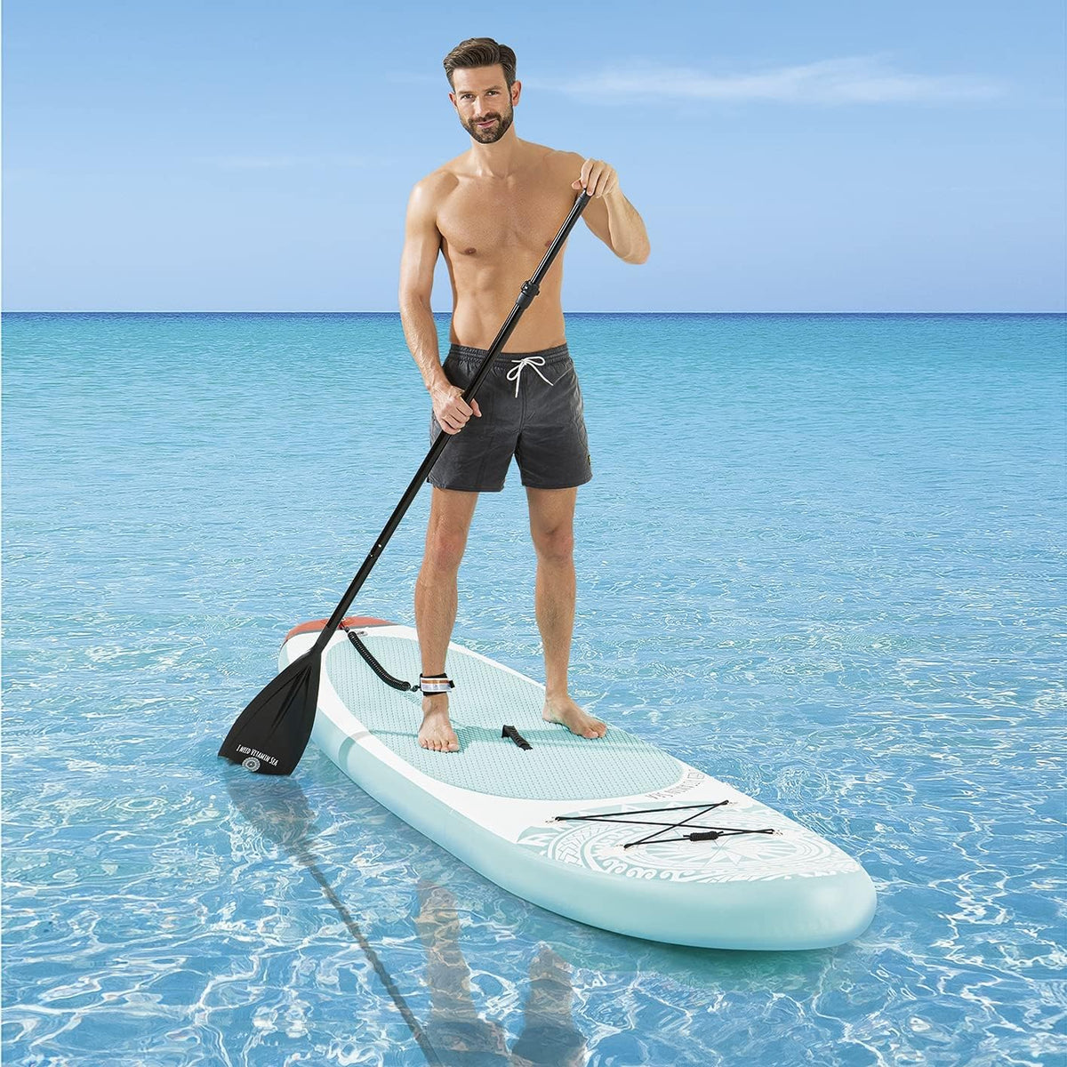 EASYmaxx Stand-up paddle-board 'I need Vitamin Sea' | SUP incl. draagtas, reparatiekit en luchtpomp, met praktische draaggreep | premium kwaliteit