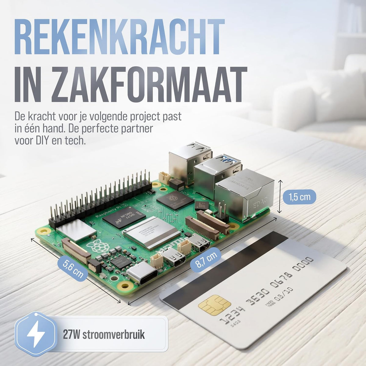 Raspberry Pi 5 8 GB Starter Kit | 128 GB Edition | Officiële USB-C 27W voeding | Officiële behuizing met ventilator | 4K Micro HDMI-kabel 1m | koellichaam