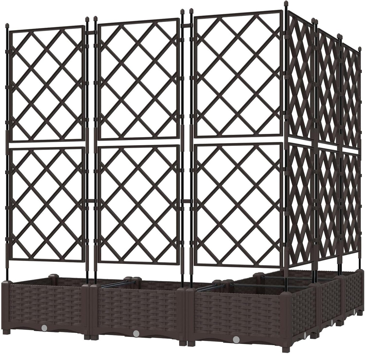 Trellis Garden Planter Set of 5 Brown 120 x 120 x 125.5 cm Height Adjustable for Balcony and Open Spaces - QUORE