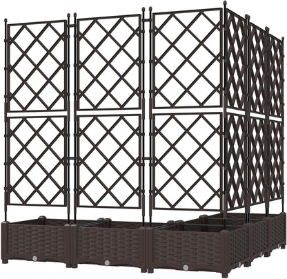 Trellis Garden Planter Set of 5 Brown 120 x 120 x 125.5 cm Height Adjustable for Balcony and Open Spaces - QUORE
