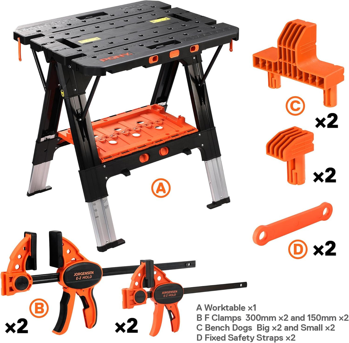 Opvouwbare Werkbank – Zaagbok – Klusbank – Werktafel – Zaagpaard – 2-in-1 Multifunctioneel – 227 kg Werkbelasting & 6 Verstelbare Hoogtes
