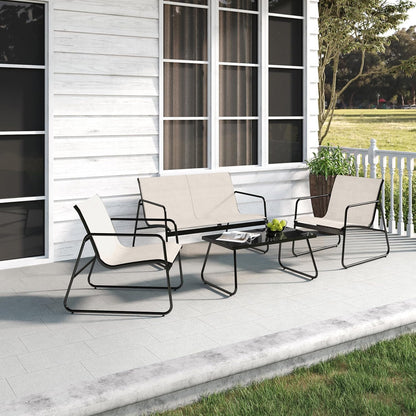 Grand patio Tuinmeubelsets 4-delig, tuintafel en stoelen, gaasdoek, waterdicht, ademend, terrasgesprekssets voor buiten, achtertuin, zwembad (beige)