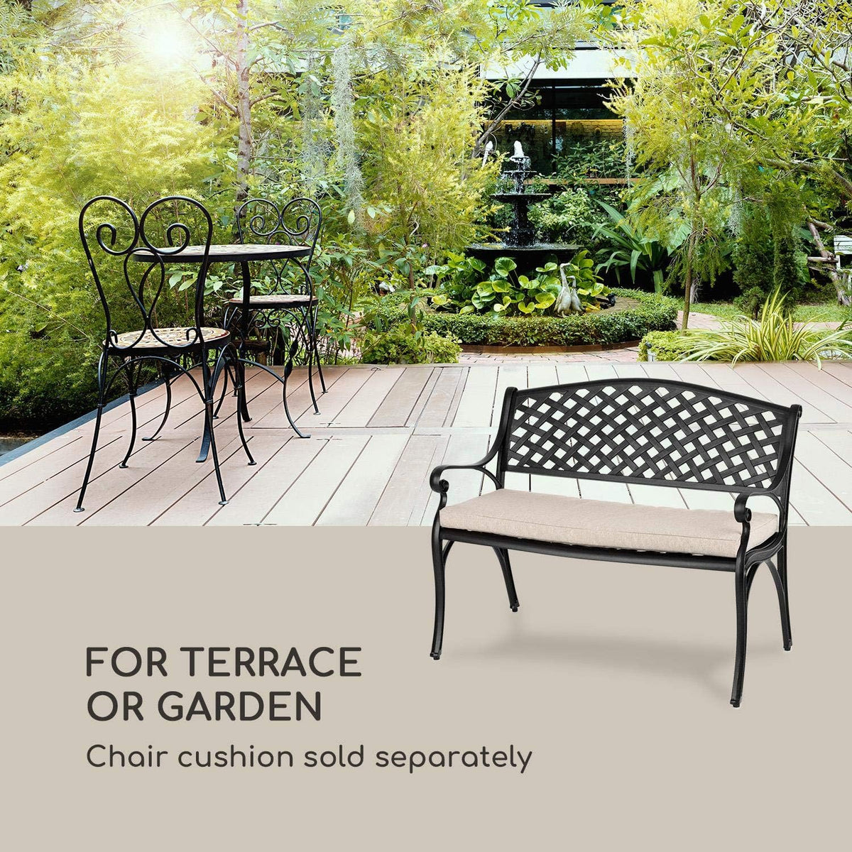 blumfeldt Pozzilli BL garden bench - material: cast aluminium, weatherproof, space for 2 people, separately available seat cushion - QUORE