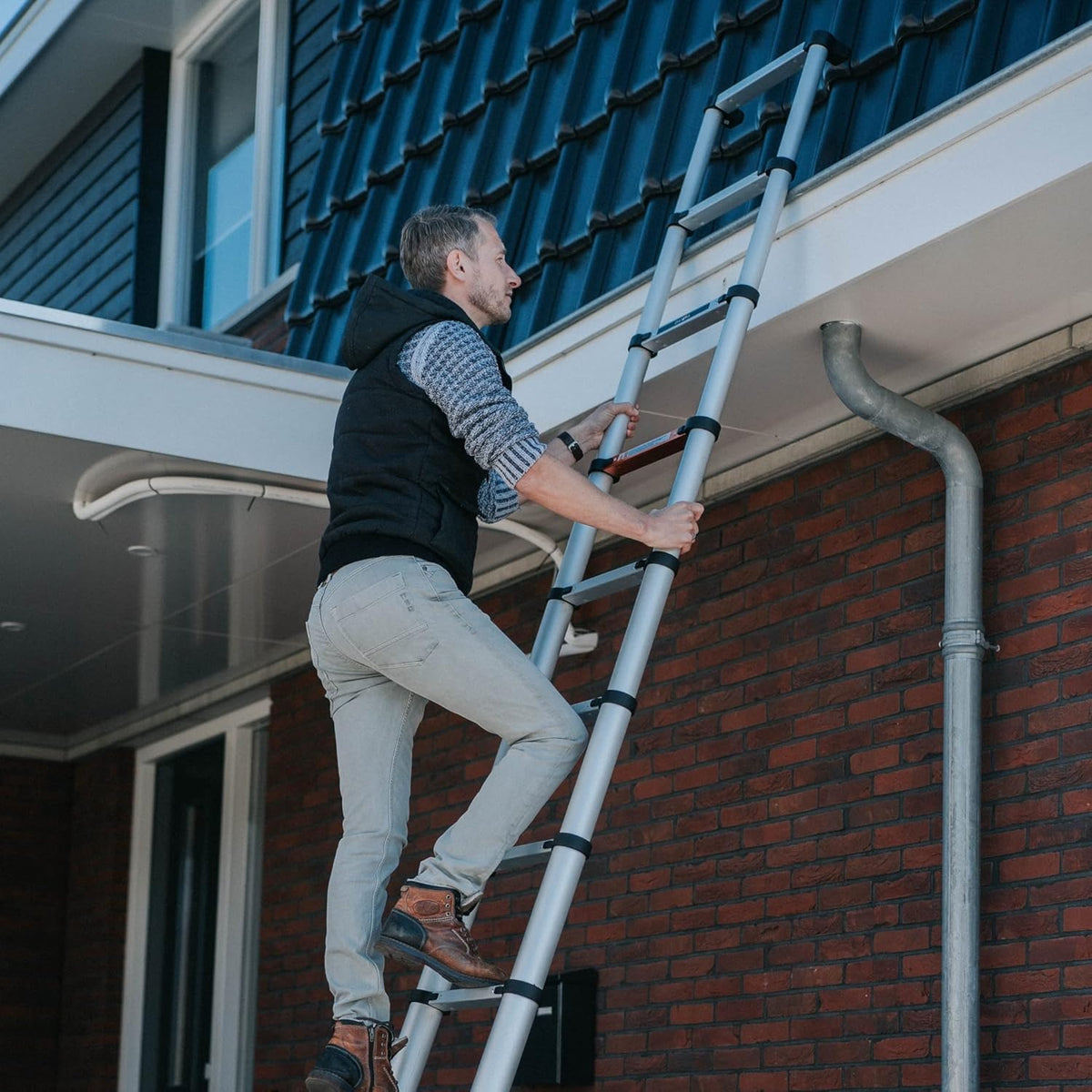 Batavia 7063088 aluminium telescopische ladder, werkhoogte (max. 4,6 m 3-kleurig 15,3 kg.
