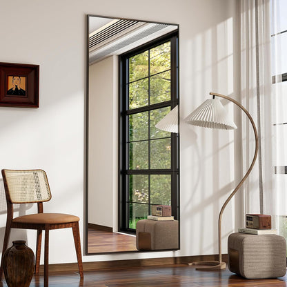 Staande Spiegel – Passpiegel – Wandspiegel – Volledige Lengte Spiegel – Kleedkamerspiegel – 165x60 cm – Robuust Versterkt Glas – Minimalistisch Smal Aluminium Frame