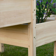 Outsunny verhoogd bed, 2 verdiepingen, koud frame, kruidenbed, plantenbak met 8 afvoergaten, massief hout, naturel, 86 x 85 x 72 cm