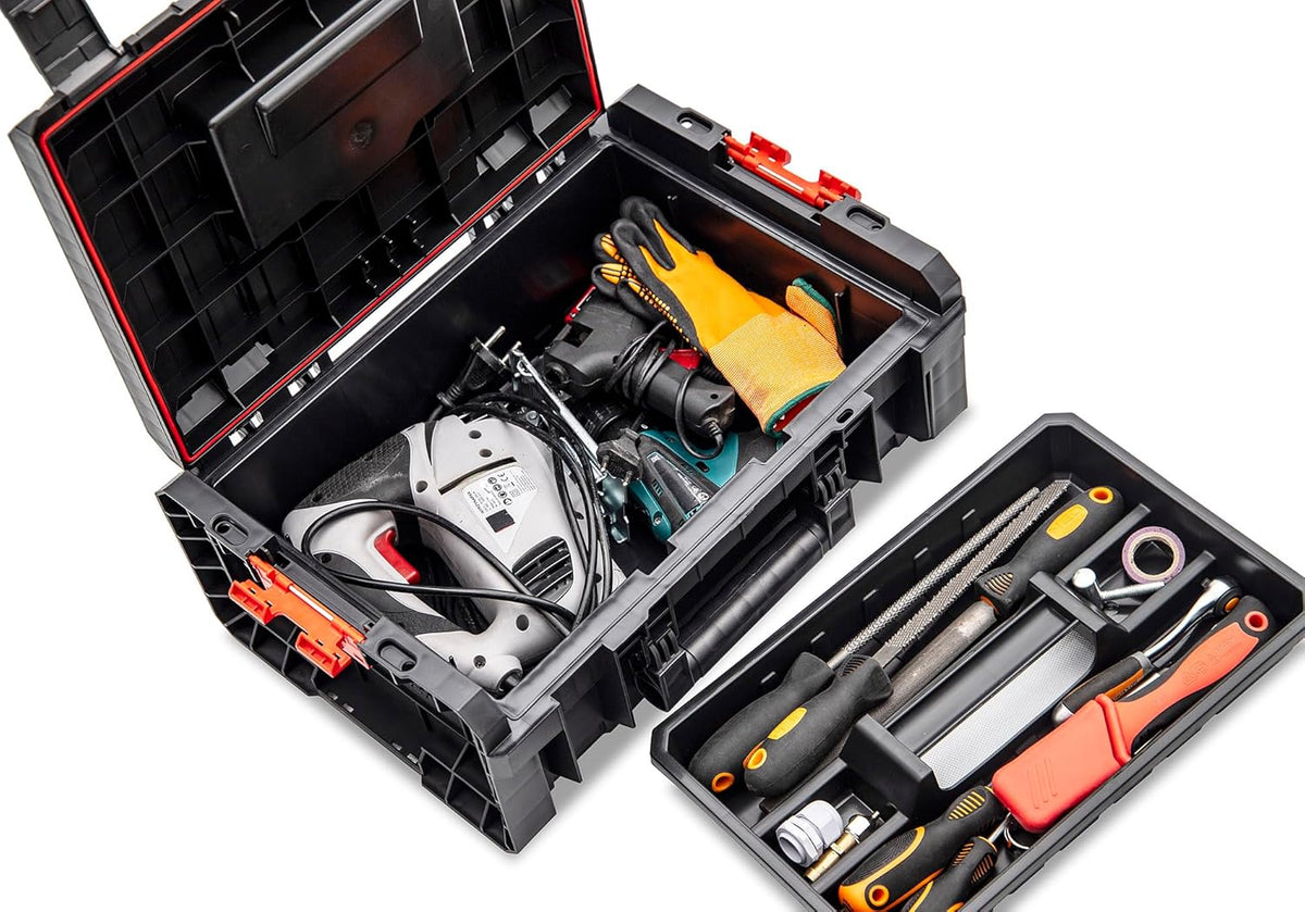 Stabiele Werkplaatswagen Met Wielen En Lade – Werkplaatswagen – Rolbox – Gereedschapskoffer – Mobiele Werkplaatskoffer – 3 Laden Met Metalen Telescopische Rails – Telescopische Aluminium Handgreep