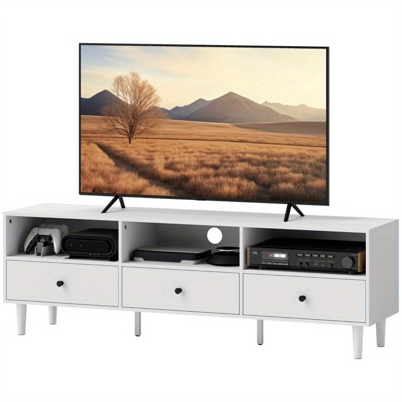 TV-kast – Tv-meubel – Entertainmentkast – Tv dressoir – Woonkamermeubel – Wit – 140 cm breed – Kabelmanagement – Geschikt voor tv tot 75 inch