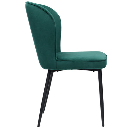 Eetkamerstoel – Stoel – Kuipstoel – Keukenstoel – Set Van 2 – Donkergroen Velvet – Metalen Onderstel – Comfortabel – Compact