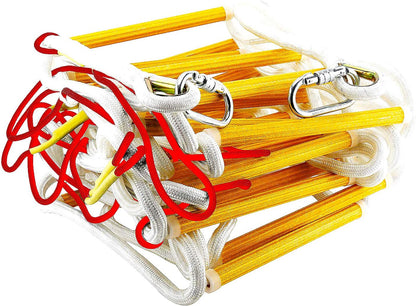 Balkonontsnappingsladder 4 verdiepingen | 10 m hoogte noodkabelladder met volledige lichaamsgordel en veiligheidskoord | hangladder