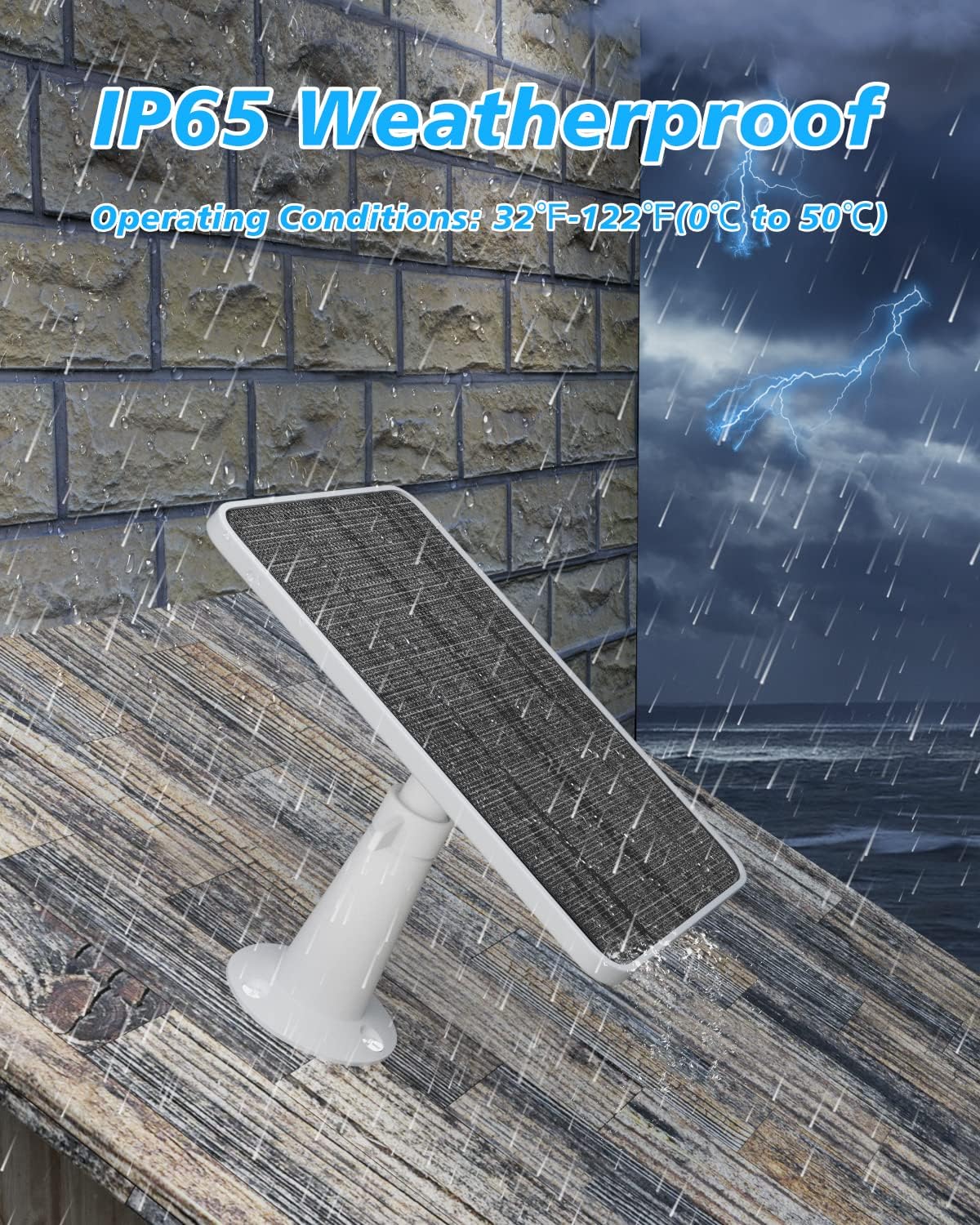 Zonnepaneellader compatibel met Arlo Ultra/Ultra 2/Pro 3/Pro 4/Pro 3 schijnwerper beveiligingscamera, 5V 4W zonnepanelen opladen IP65 weerbestendig met 10ft oplaadkabel verstelbare wandmontage, 4
