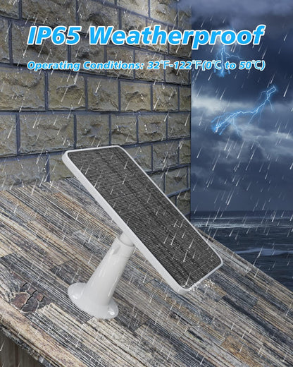 Zonnepaneellader compatibel met Arlo Ultra/Ultra 2/Pro 3/Pro 4/Pro 3 schijnwerper beveiligingscamera, 5V 4W zonnepanelen opladen IP65 weerbestendig met 10ft oplaadkabel verstelbare wandmontage, 4