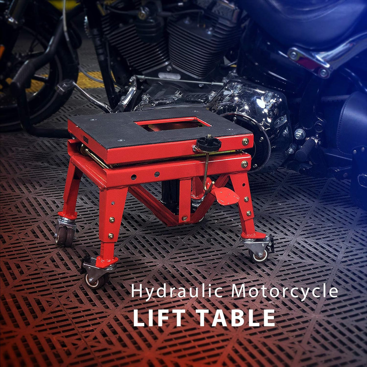 VIVOHOME 160kg Heavy Duty Hydraulische Motorfiets Heftafel Voetbediende ATV Dirt Bike Schaarstandaard met 4 Wielen Rood
