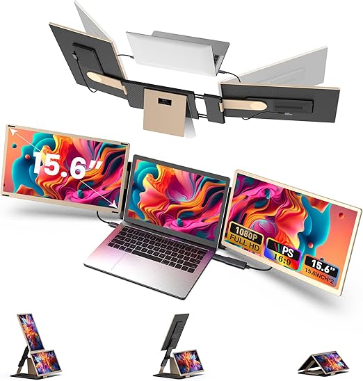 Draagbare Monitor – Portable Scherm – Extern Display – Laptop Scherm – 15,6 Inch Full HD – 90°-235° Rotatie – HDMI & USB-C Aansluiting