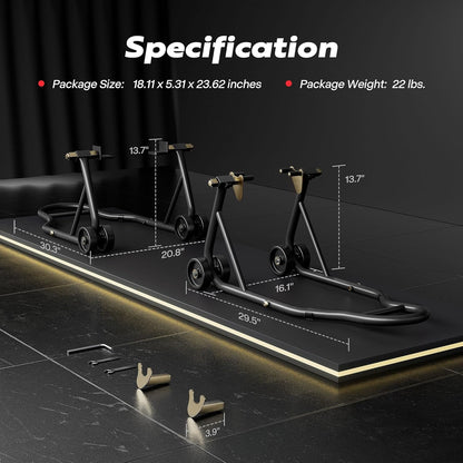 SPECSTAR Motorfietsstandaards 400 kg Capaciteit Voor en Achterwielen Liftcombinatie met U+L Verstelbare Swingarmspoel Zware Paddock