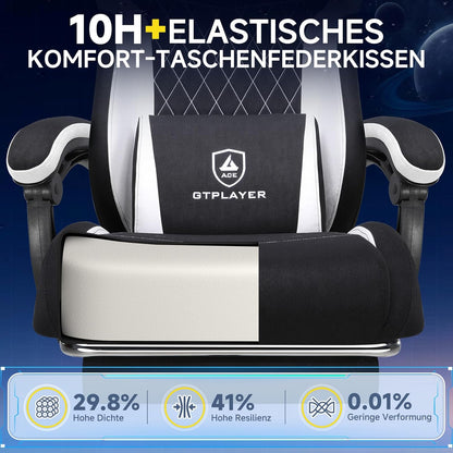 Gamingstoel – Gamestoel – Bureaustoel – PC Stoel – Ergonomische Stoel – Ademend Textiel – Verstelbare Rugleuning Tot 150° – Zwarte Stoffering