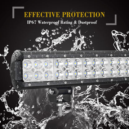 SKYWORLD 23 inch 59 cm 144W led-lichtbalk met 12V kabelboom kit en magnetische houder, waterdicht mistlamp werklamp led light bar voor offroad voertuigen auto vrachtwagens SUV 4x4,6000K