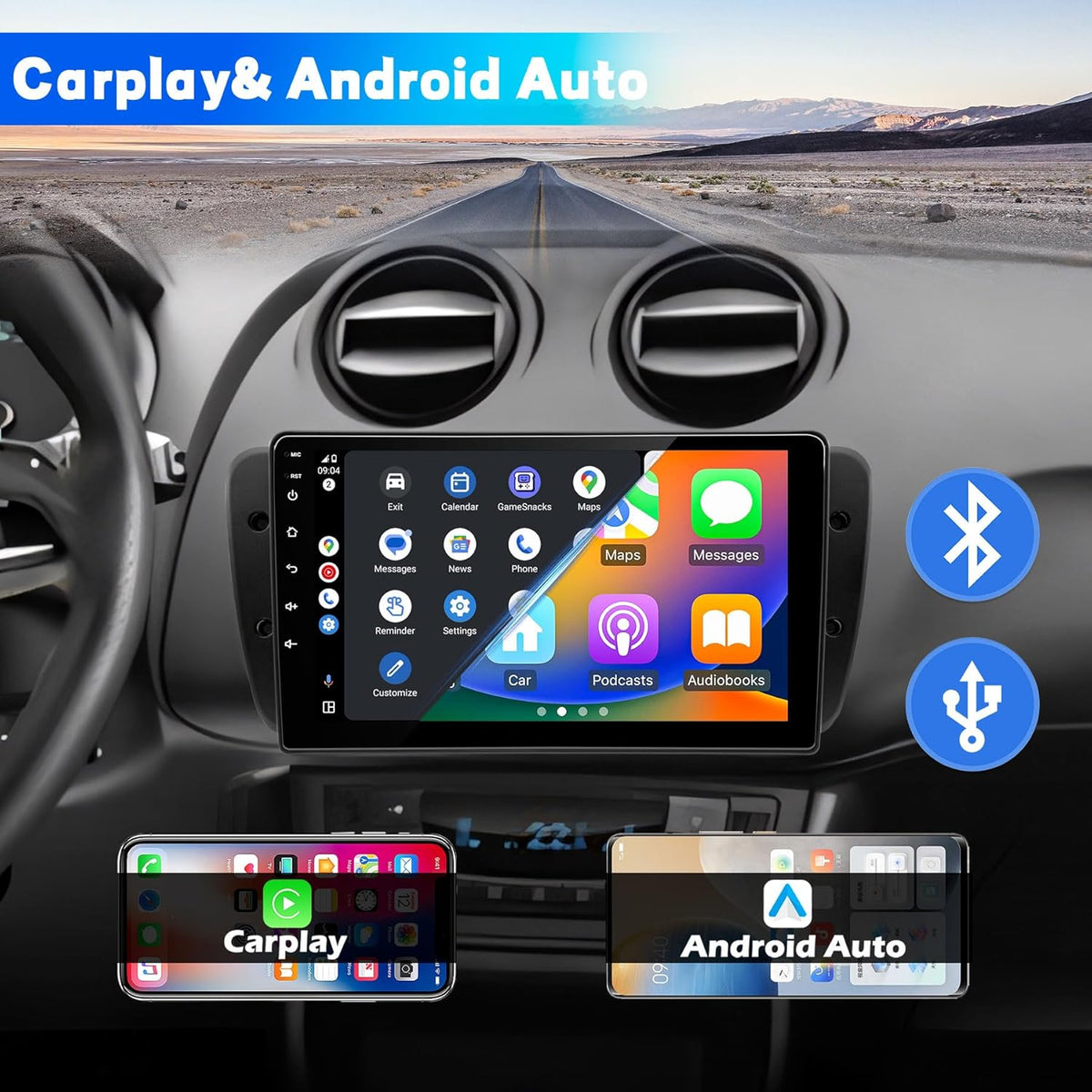 Autoradio voor Seat Ibiza 6J 2009 2010 2011 2012 2013, Android 13 GPS FM 2+64G, 9 inch touchscreen, Ondersteunt navigatie Carplay Android Auto Bluetooth 5.0 WiFi Spraakgestuurde Radio