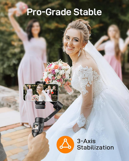 hohem iSteady V3 Ultra Smartphone Gimbal, iPhone Gimbal met 360° Follow, Multimodale AI Tracker, 1,22" Touchscreen & Opvouwbaar Ontwerp, iSteady 9.0 Telefoonstabilisator voor Filmen