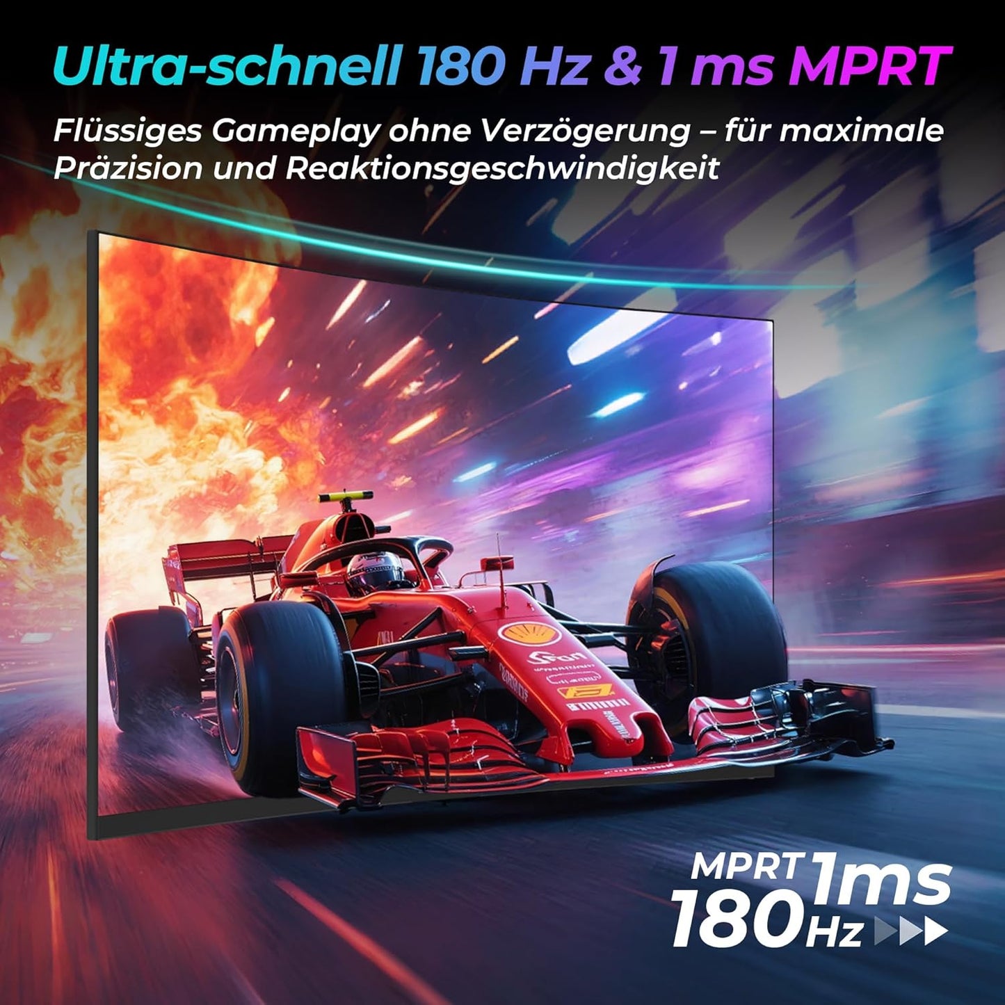 LC-Power LC-M27FC Gaming Monitor 27 inch Curvo, FHD 1920x1080, 180 Hz, 1ms MPRT, VA Panel Ultra Rapid, 123,1% sRGB, HDR, AMD FreeSync, hellingshoek verstelbaar, HDMI 2.0/DP1.4, VESA 100x100