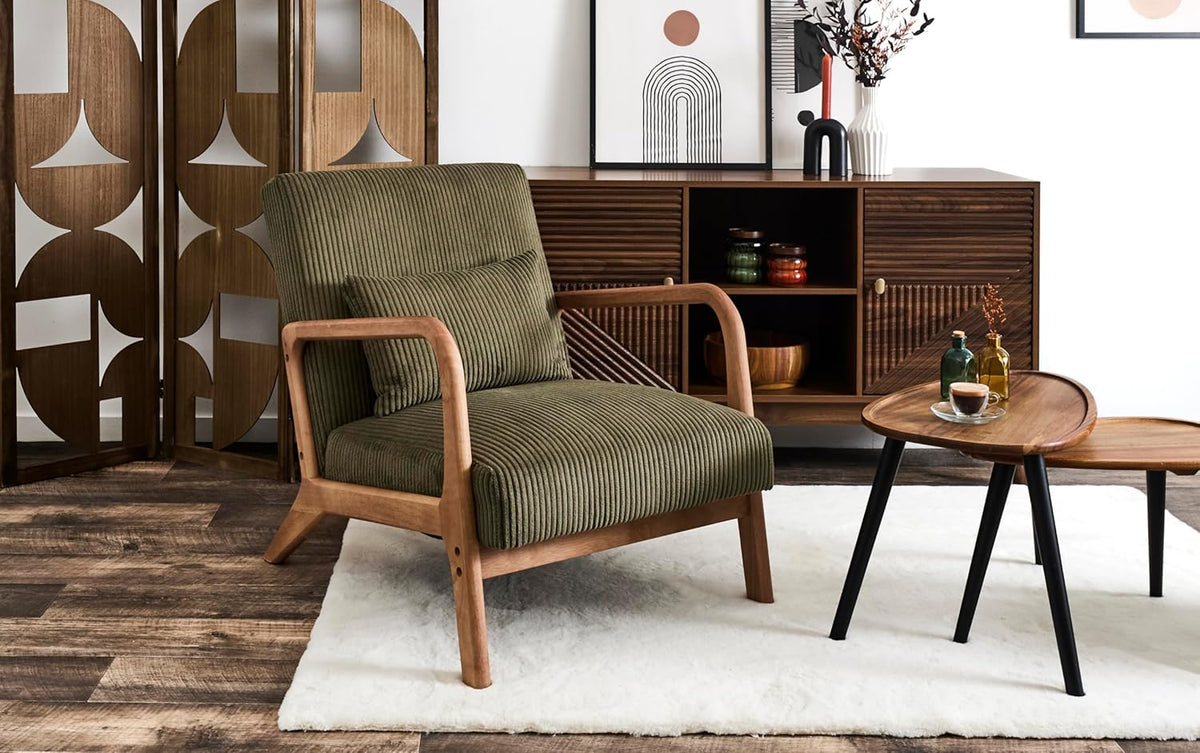 HOME DECO FACTORY, HD0531, Moderne groene velvet fauteuil voor in de woonkamer, ergonomisch ontwerp voor optimaal comfort, ideaal voor ontspanning en lezen, afmetingen 64,5x75x83 cm, groene kleur