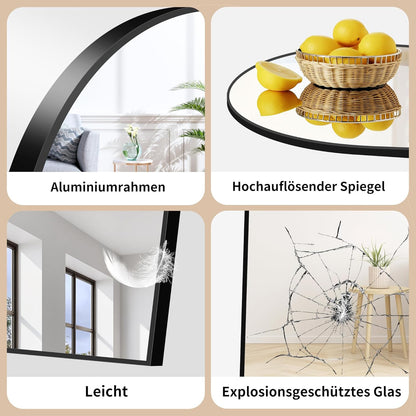 Staande Spiegel – Passpiegel – Wandspiegel – Volledige Lichaamsspiegel – Vloerspiegel – XXL Formaat – Veiligheidsglas Met Matzwart Aluminium Frame