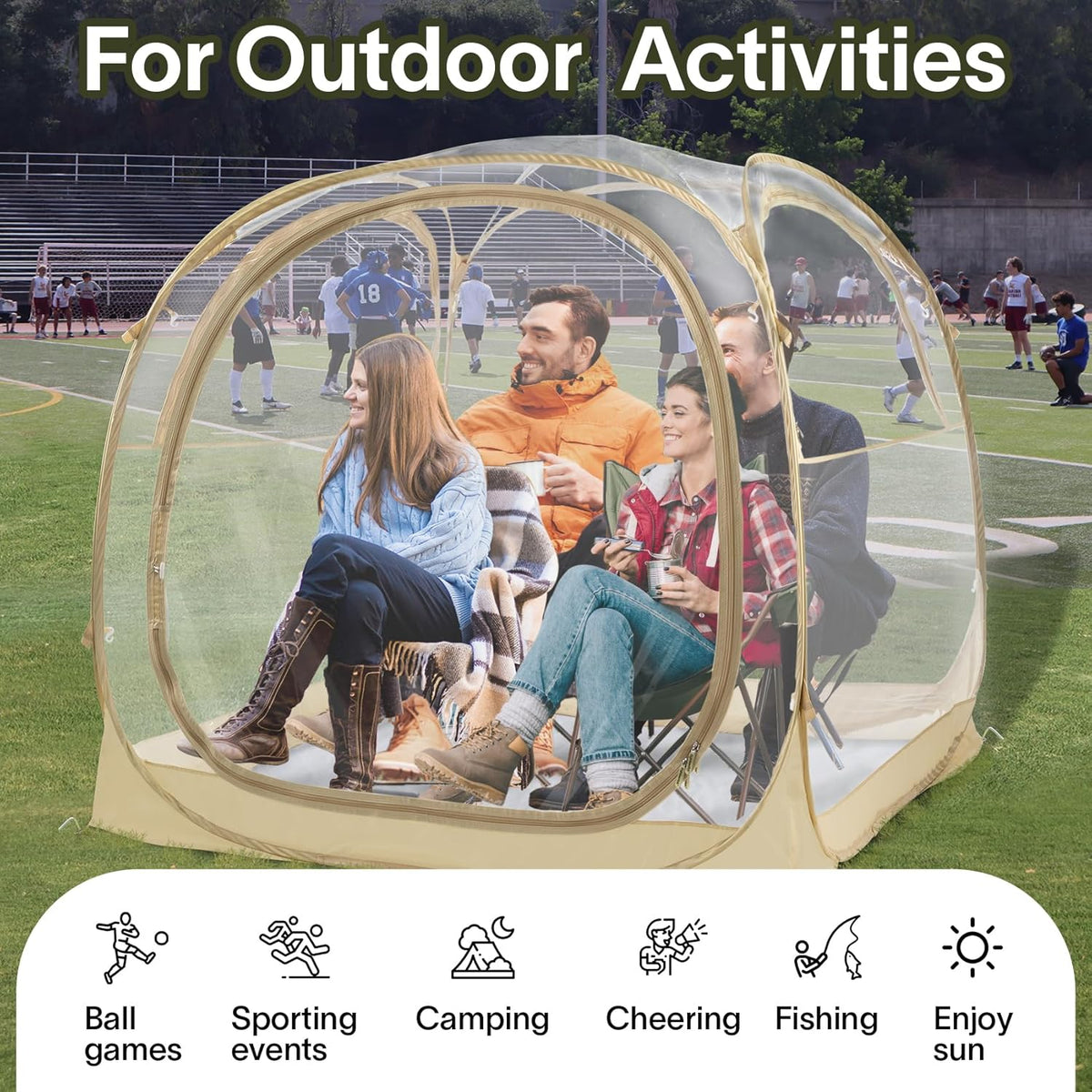 EighteenTek Sporttent - Instant Tent Shelter - Outdoor Bubble Tent 1-6 Persoon - Regentent Camping Zonoverkapping Pop Up - Helder, Patent Beschermd Ontwerp
