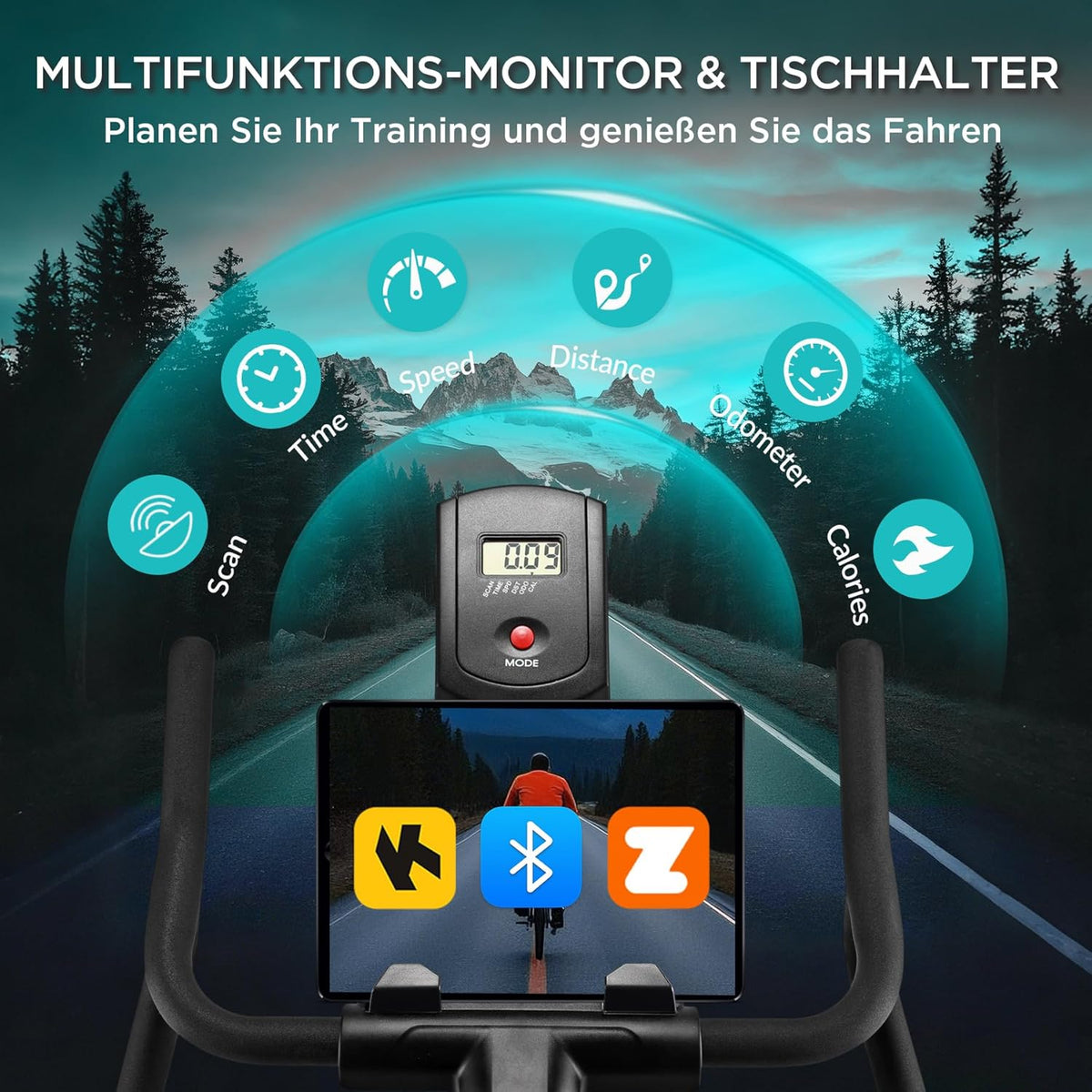 Hometrainer – Fitnessfiets – Fitnessbike – Indoor Bike – Ergometer – Bluetooth Monitor – Stil en Soepel Met Verstelbare Zitting - QUORE
