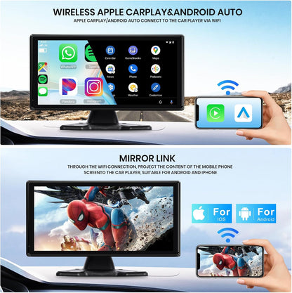 Hodozzy 4k Rear View Camera Set With 4 Ahd Rear Camera Cable, Wireless Carplay Android Auto, 10.36 Inch Touch Screen 4 Split Monitor, Bluetooth, Airplay FM Loop Recording USB/TF, Carplay Screen - QUORE