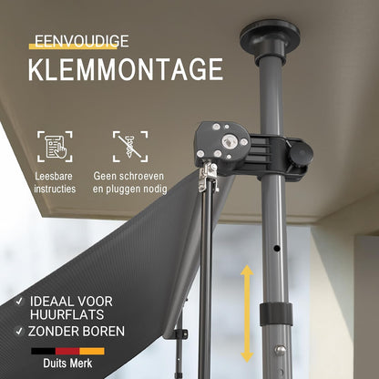 Sol Royal Zonwering 3m Breed Zonder Boren – Klemluifel met Handslinger – UV-bestendige Balkonzonwering voor Klemmen Weerbestendig voor Tuin Terras Staande Zonwering Antraciet – BM3