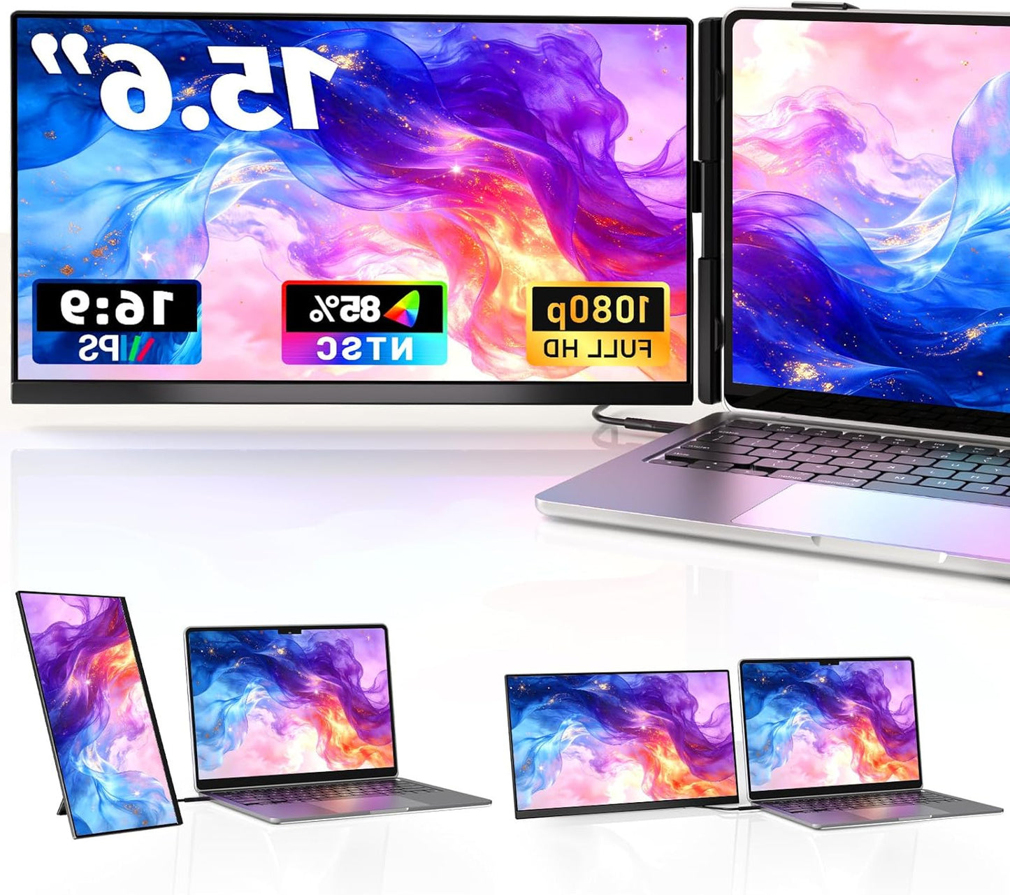 Dual Screen Laptop 15.6 inch FHD 1080P IPS Display Extension Laptop Monitor Extra Display for 13.3-17 inch Laptop Compatible with Windows MacBook Chrome - QUORE