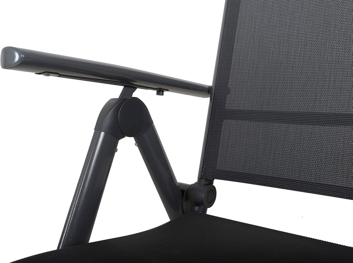 Ambientehome, 50204, 8-voudig verstelbare aluminium klapstoelen, kleur grijs, campingstoel, klapstoel