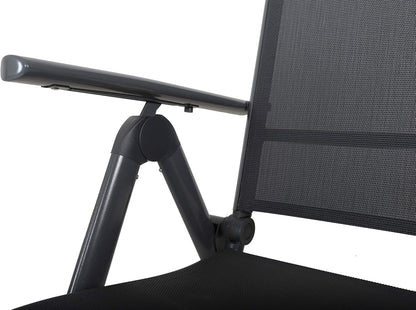 Ambientehome, 50204, 8-voudig verstelbare aluminium klapstoelen, kleur grijs, campingstoel, klapstoel